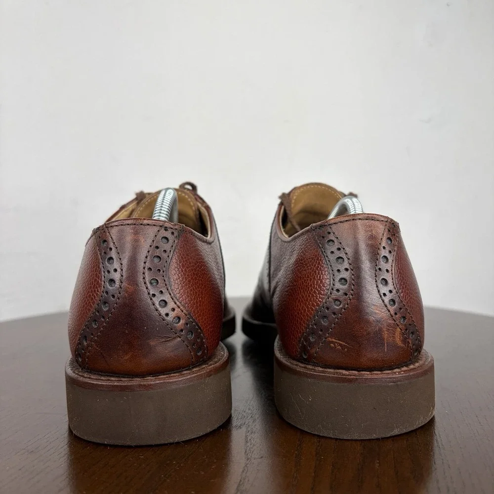 Cole Haan Shoes Men's 8D Brown Pebble Leather Brogue Derby Oxford Saddleback USA